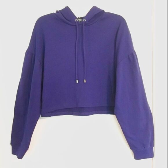 Wild Fable Purple Drop Shoulder Cropped Hoodie - Picture 2 of 5